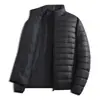 E-commerce Transfronteiriço Masculino Lançamento Novo Jaqueta de Algodão Acolchoada de Inverno Gola Alta para Meia-idade e Jovens Casaco Casual de Algodão com Penas Tamanho Plus Cor Sólida
