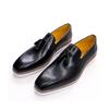 Mocassins com Borlas Masculinos Couro Genuíno Slip-On Estilo Britânico Sapatos de Couro Masculinos Tênis Marrons Masculinos Couro de Vaca Camada Superior Respirável
