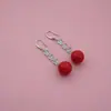 Nuevos Pendientes de Gancho de Plata S925 con Perla Pendientes Largos Coreanos para Novia Joyería para Orejas Roja Simple Elegante para Mujer