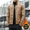 Casaco de couro masculino para o exterior outono e inverno estilo coreano moderno slim fit bonito juventude vestuário de motocicleta gola alta jaqueta de couro masculino