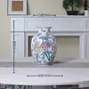 Novo Vaso de Cerâmica Pastel Estilo Chinês Porcelana Azul e Branca Sala de Estar Corredor Arranjo de Flores Mesa Decoração de Casa Vaso de Flores Peônia