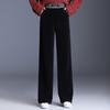 Tiro real otoño e invierno terciopelo acolchado chenilla cintura alta pana pantalones rectos casuales terciopelo sueltos ajustados pierna ancha pantalones