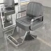 Silla de salón de peluquería para cortar, rizar y peinar, diseño popular, estilo guerrero negro, altura ajustable, giratoria y reclinable, adecuada para barberías