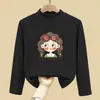 Roupa de baixo infantil com forro de fleece para outono e inverno 2026, novo estilo, blusa infantil de gola alta curta, camiseta de manga comprida para usar em camadas no outono e inverno