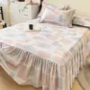 Falda de Cama de Algodón Cepillado Engrosado de Invierno Pieza Única Algodón Grado A Color Sólido Cubierta de Falda de Cama para Ocultar Imperfecciones con Borde de Falda