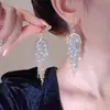 Pendientes Largos con Borlas de Moda Coreana Elegantes y Modernos para Mujer, Súper Brillantes, Adelgazantes, de Gama Alta, Lujo Ligero, Pendientes de Celebridad de Internet al por Mayor