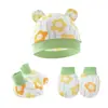Gorro fetal para bebé de primavera y verano, guantes antiarañazos para bebé, cubre pies, conjunto de 3 piezas, gorro de oso para recién nacido, 0-6 meses