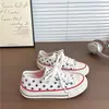 Tênis de lona estilo americano retrô com estrelas para mulheres, novo modelo versátil outono 2026, tênis casual estudantil, sapatos brancos