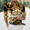 Nueva Camisa de Manga Larga para Hombre con Estampado Floral 3D Camisa de Explosiones Holgada Casual Versátil Camisa con Cuello