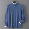 Suéter de Lana Pura Nuevo Otoño/Invierno Baicai Rong para Hombre de Cuello Medio Alto Engrosado Negocio Casual Simple Tejido Capa Base