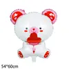 Amazon Día de San Valentín Globo Oso de Dibujos Animados de Pie Flor de Rosa Labios en Forma de Corazón Globo Decoración Festival Qixi