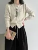 Suéter Cardigan Luxi de Tricô com Ponto Arroz para Mulheres, Novo Outono 2026 Gola Redonda Estilo Coreano Versátil para o Dia a Dia ss1064