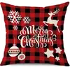 Juego de Fundas de Almohada Transfronterizas para Navidad Europea y Americana, Funda para Cojín de Sofá de Sala de Estar, Funda para Almohada de Cintura con Reno Papá Noel Árbol, Suministro de Fábrica