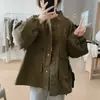 Chaqueta de Algodón Holgada Estilo Perezoso Estilo Japonés Vintage para Mujer Otoño 2026 Nuevo Cuello Alto Talla Grande Ropa de Trabajo Superior Casual