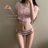 Pure Desire Code ~ Panties sin costuras con borde de encaje Malla Sexy Cintura baja Entrepierna de algodón puro Calzoncillos tipo hipster con trasero abullonado para mujer
