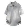 Camisa polo solapa manga corta tejida hombre negocios seda de hielo camiseta seda de hielo sin planchar polo hombre alta gama tacto