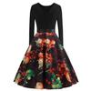 Comércio Exterior Vestido Estampado de Natal Retrô Europeu e Americano Gola Redonda Sexy Fabricante Fornecimento Direto Dropshipping Desconto para Grande Quantidade