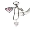Diseño original colgante de corazón pintado en plata cadena de hueso de serpiente correa para teléfono llavero de coche accesorio de decoración para bolso