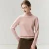 Estilo simples 100% caxemira pura malha sem costura suéter de gola alta feminino versátil slim fit mostra corpo fino suéter de base