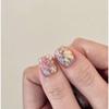 Manicure Nova Primavera Colorida Pequena Flor Silvestre Manicure Adesivos em Alto Relevo Pintura a Óleo Romântica Adesivos de Unha Frescos Simples Fofos