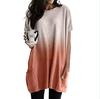 Amazon 2023 Verano para Mujer Tie-dye Color Contraste Cuello Redondo Media Longitud Casual Moda Manga Corta Vestido Media Longitud