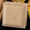 Design Europeu e Americano Transfronteiriço Nicho Luxo Acessível Ouro High-end Pingente de Diamante de Seis Garras Colar Corrente de Clavícula Feminina Joias Que Não Desbotam