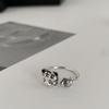 Anillo de corazón hueco retro de plata de ley 925 para mujer, nicho de moda de lujo ligero, personalidad de alta gama, versátil, anillo abierto