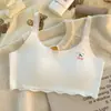 Ropa interior sin costuras en stock para niñas en etapa de desarrollo, edades 12-15, deportiva anti-bulto, ligera, con copa fija, sujetador tipo camisola para estudiantes