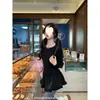 Camada Base Térmica Gola Redonda Manga Longa Vestido com Painel Traseiro Costurado, Camiseta de Camada Base Feminina