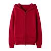 Outono e inverno novo cashmere com capuz malha cardigan duplo zíper com bolso cor sólida suéter macio cera jaqueta para mulheres