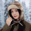 Gorra de aviador a cuadros colorida de moda para hombre, sombrero de trampero cálido a prueba de viento para otoño e invierno para mujer, protección para las orejas de lana de cordero