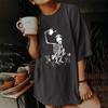 Camiseta feminina de manga curta verão manga curta feminina tamanho europeu camiseta vintage estampada tamanho europeu camiseta de caveira