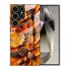 Funda Adecuada para Teléfono Móvil Samsung S24 S25Ultra Hoja de Arce A17 Funda de Cristal Comercio Exterior Borde Suave S26 Funda Protectora Negra A07