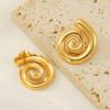 Novo estilo personalizado tendência banhado a ouro 18K aço inoxidável padrão rotativo borla fio brincos brincos femininos em estoque atacado