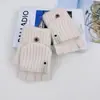 Guantes cálidos mujer invierno estudiante escritura frío ciclismo medio dedo abatible lana tejido moda Joker al por mayor