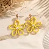 Brincos de Flor Estilo Férias Boêmio para Mulheres, Brincos de Ráfia Trançada Tendência Nicho, Acessórios de Orelha Exagerados Atacado