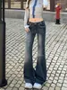 Jeans de pierna acampanada micro de tiro bajo estilo Yi Mengling para mujer 2026 nuevos pantalones acampanados rectos elásticos de chica hot retro