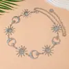 Cadena de Cintura Popular Estilo Bohemio Sol y Luna Transfronteriza, Cadena para el Ombligo, Cinturón Corporal Metálico Geométrico, Accesorio para la Cintura