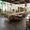 Restaurante de hot pot de roca en cadena estilo montaña con mesas y sillas para hot pot, estufa de inducción integrada, restaurante de barbacoa sin humo con sillas de comedor de ratán