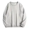 Moletom Gola Redonda 400G Pelo de Raposa Prateada para Homens, Cor Sólida, Caimento Solto, Espessado, Top Casual Esportivo para Outono e Inverno
