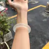 Pulsera de Cuarcita Natural Calcedonia es Anillo Jade de Hielo Blanco Hielo Luna Jade Blanco Hielo Lichi Hielo Congelado