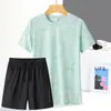 Traje de seda gelada de secagem rápida feminino verão novo corrida esportes casual respirável secagem rápida shorts traje shorts soltos femininos