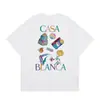 Casa Casablanca Camiseta Casual de Manga Corta Versión Correcta ins Marca de Nicho Trendy Europea y Americana High Street Algodón Puro
