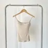 Camisola sexy de novo estilo com bojo embutido, tecido escovado, confortável para usar por baixo para mulheres, lindo top nas costas