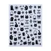 Adesivos de Arte para Unhas Desenho Animado Estilo Garota Popular Doce Legal Fofo Kitty Preto Branco Estilo Graffiti Cachorrinho Cacheado Decalque de Unha