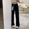 Jeans de Veludo Plus Size para Mulheres Inverno Gordo mm Solto Cintura Alta Calças Slim 2024 Calças Retas Estreitas Pretas