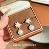 Pendientes de Perla con Estrella de Cuatro Puntas Elegantes Coreanos con Diseño Fresco, Pendientes de Perla con Estrella de Cuatro Puntas Modernos y Versátiles para el Trabajo