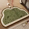 Tapete de chão absorvente para banheiro estilo francês de luxo leve, tapete antiderrapante de secagem rápida de terra de diatomáceas para entrada de banheiro, tapete para pés de vaso sanitário resistente à sujeira