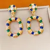 Pendientes Ovalados de Esmalte con Pedrería Vintage Usados Pendientes de Botón Simples y de Moda Accesorios para Pendientes de Lujo Ligero y de Alta Gama Venta al por Mayor