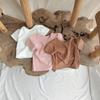Estilo coreano verão ins manga curta bebê algodão camiseta bebê e criança cor sólida simples moda base camisa meninos e meninas camiseta